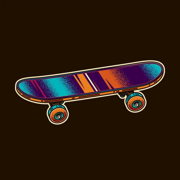 Illustration Vectorielle Originale Skateboard Urbain Dans Style Rétro — Image vectorielle