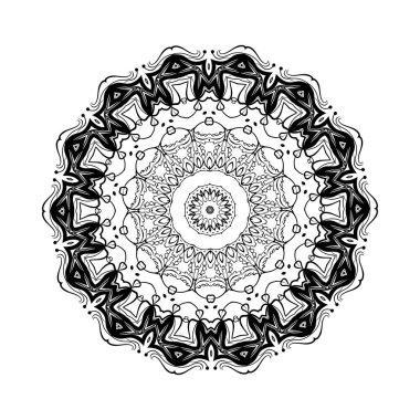 Soyut tasarım siyah beyaz öğesi. Vektör yuvarlak mandala. Grafik şablonu tasarımınız için. Dairesel desen.
