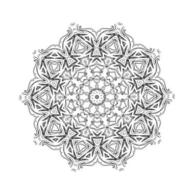 Soyut tasarım siyah beyaz öğesi. Vektör yuvarlak mandala. Grafik şablonu tasarımınız için. Dairesel desen.