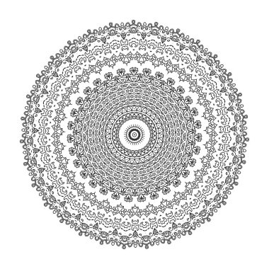Soyut tasarım siyah beyaz öğesi. Vektör yuvarlak mandala. Grafik şablonu tasarımınız için. Dairesel desen.