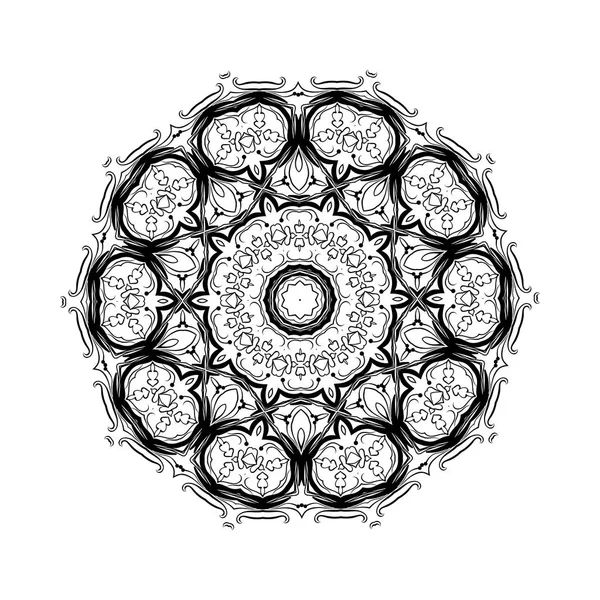 Elemento branco preto design abstrato. Mandala redonda em vetor. Modelo gráfico para o seu design. Padrão circular . —  Vetores de Stock