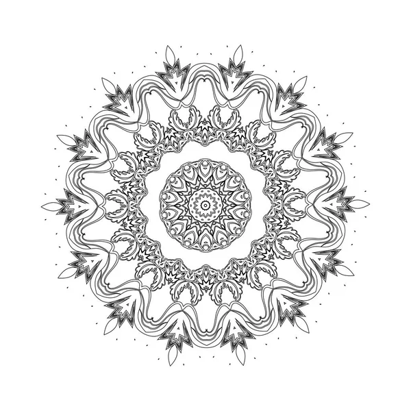 Mandala rotonda in vettore. Modello grafico per il tuo design. Decorativo ornamento retrò. Sfondo disegnato a mano con fiori . — Vettoriale Stock