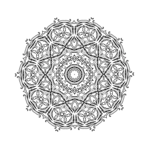抽象的なデザインの黒白い要素。ベクトルで丸い曼荼羅。あなたのデザインのグラフィック テンプレートです。円形パターン. — ストックベクタ
