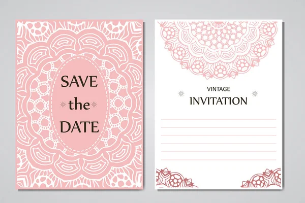 Coleção de cartão de casamento. Modelo do cartão de convite. Design de saudação decorativa para cartão de agradecimento, salve o cartão de data, dia da mãe . —  Vetores de Stock