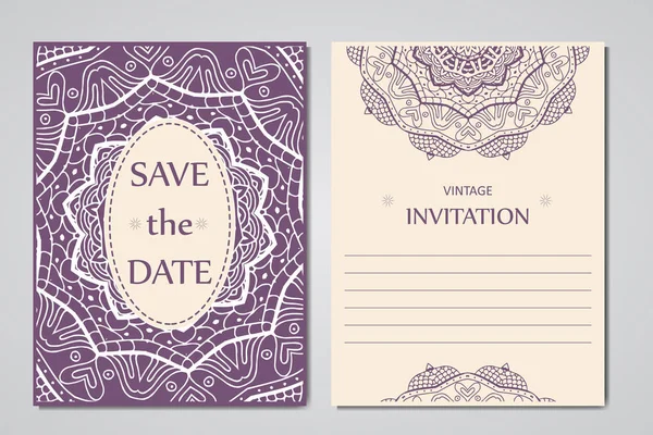 Colección de tarjetas de boda. Plantilla de invitación. Diseño de saludo decorativo para la tarjeta de agradecimiento, guardar la tarjeta de fecha, día de la madre . — Vector de stock