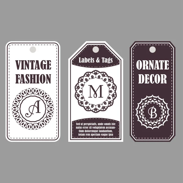 Σχεδίαση διανυσματικών καρέ. Vintage σετ διακοσμητικών ετικέτες. Διακόσμηση Ανατολής με μονογράμματα. Πρότυπο ετικετών για κάρτες. — Διανυσματικό Αρχείο