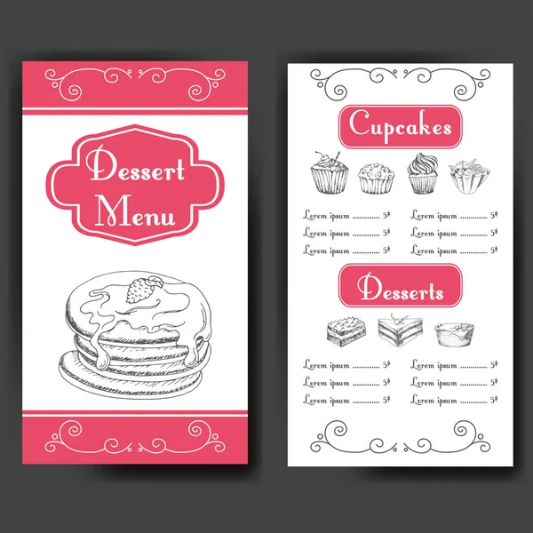 Vector illustration. Bakery design. Beautiful card with decorative typography element. Cafe menu template with hand drawn design. — Stock Vector