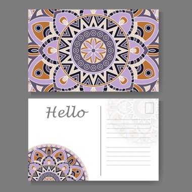 İş, davetiye için şablon. Kartpostal arka plan ile mandala öğesi. Dekoratif süs tasarım