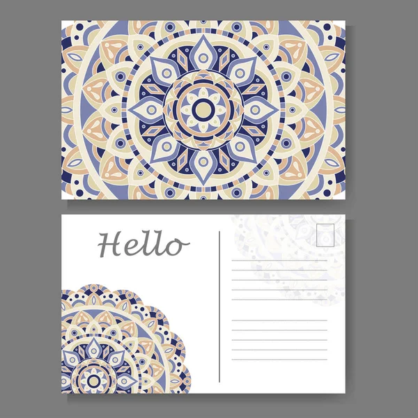 Sjabloon voor het bedrijfsleven, uitnodigingskaart. De achtergrond van de briefkaart met mandala element. Decoratieve decoratieve ontwerp — Stockvector