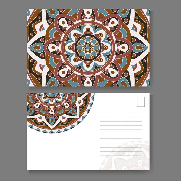 Plantilla para negocios, tarjeta de invitación. Fondo postal con elemento mandala. Diseño ornamental decorativo — Vector de stock