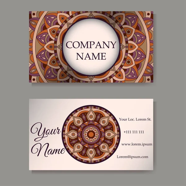 Επαγγελματικές κάρτες συλλογή. Στολίδι για το σχέδιό σας με δαντέλα Μάνταλα. Διάνυσμα φόντο. Ινδικά, Αραβικά, Ισλάμ μοτίβα. — Διανυσματικό Αρχείο