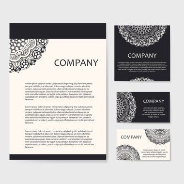 Vektör şablonu kartvizit. Geometrik arka plan. Kart veya davet koleksiyonu. Islam, Arapça, Indian, Osmanlı motifleri.