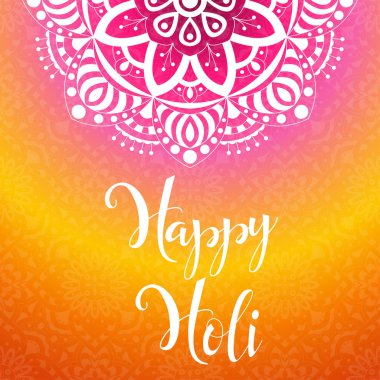 Renkli vektör arka plan. Mutlu Holi Bahar Şenliği. Mandala Hint tatil için poster.