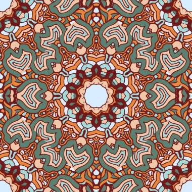 Mandala doku parlak renkler. Dikişsiz desen Hint tarzı üzerinde. Soyut vektör arka plan