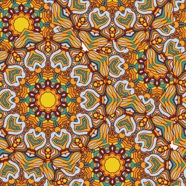 Mandala doku parlak renkler. Dikişsiz desen Hint tarzı üzerinde. Soyut vektör arka plan