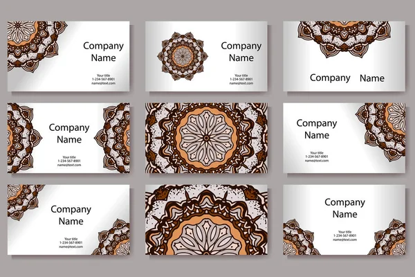 ベクトル テンプレート名刺。幾何学的な背景。カードまたは招待状のコレクションです。イスラム教、アラビア語、インド、オスマン モチーフ. — ストックベクタ