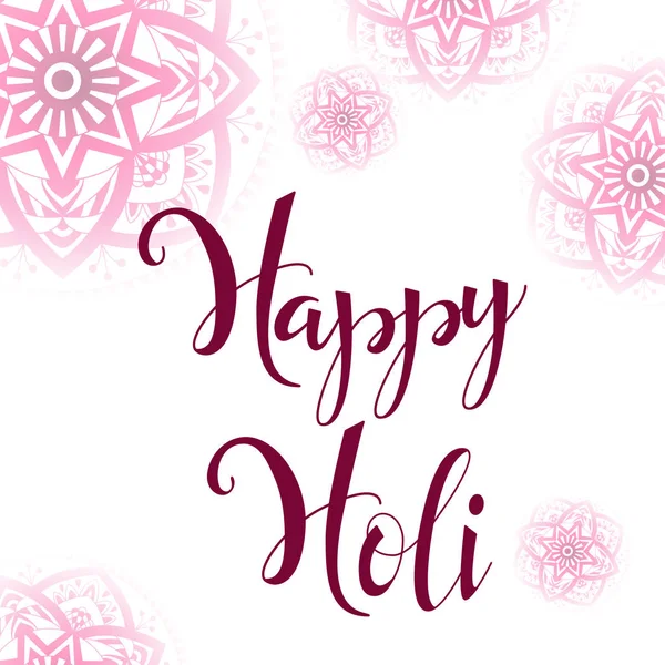 Cartel Holi feliz con texto escrito a mano. Diseño de ilustración vectorial para fiesta. Festival de colores . — Archivo Imágenes Vectoriales