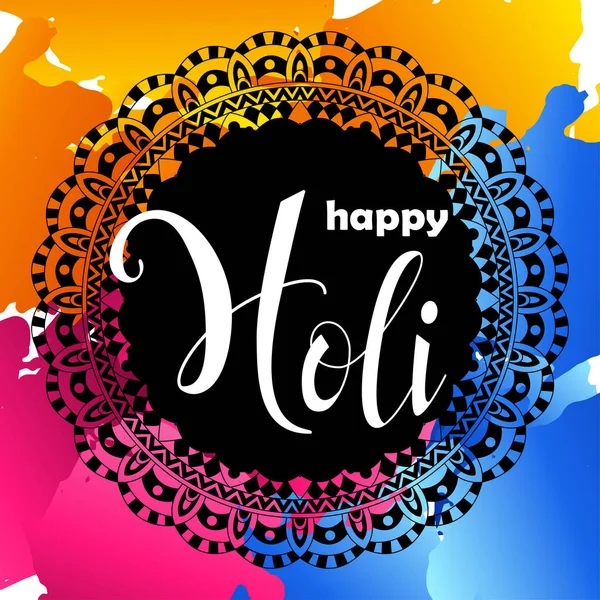 Fondo de vector colorido. Feliz festival de primavera Holi. Póster con mandala para vacaciones indias . — Archivo Imágenes Vectoriales