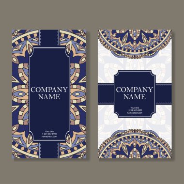 Vektör şablonu kartvizit. Geometrik arka plan. Kart veya davet koleksiyonu. Islam, Hint, Osmanlı motifleri