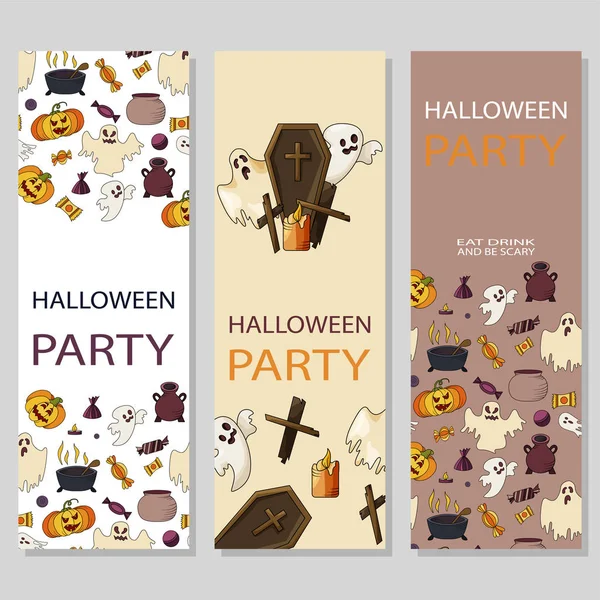 Vector happy halloween card. Design for holiday poster. Party invitation template — Stock Vector