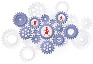 Vektör iş kavramı. Siluetleri takım çalışması. Kağıt Sanat ve el sanatları tarzı