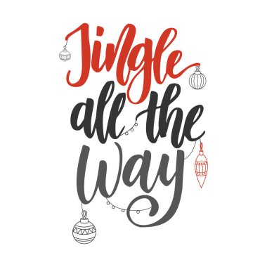 Hat sanatı ile Noel tebrik kartı. El yazısı komut dosyası yazı. Vektör çizim. Ta jingle