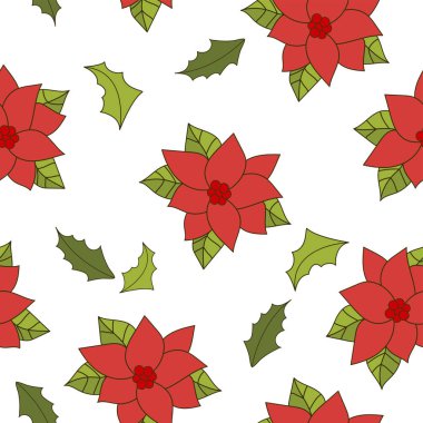 Kış elemanları ile Seamless modeli. Noel arka plan. Renkli vektör çizim