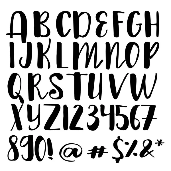 Handgeschreven kalligrafie lettertype. Vector alfabet. Hand getekende brieven — Stockvector