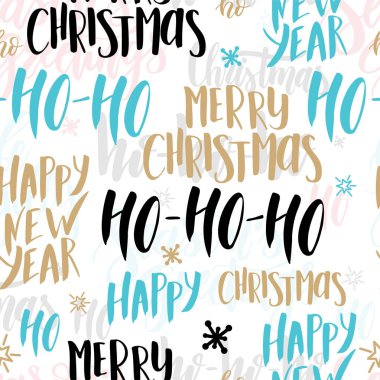 Noel seamless modeli. Elle çizilmiş yazı ile arka plan. Vektör tasarlamak