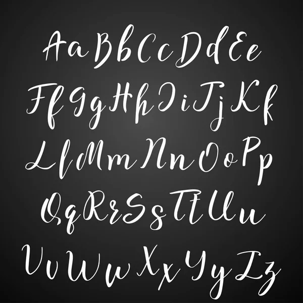 Kézírásos kalligráfia betűtípusok. Vektor ábécé. Kézzel rajzolt betű — Stock Vector