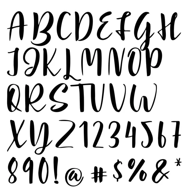 Fonte calligraphie manuscrite. Alphabet vectoriel. Lettres dessinées — Image vectorielle
