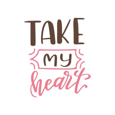 El aşk elemanları ile çizilmiş poster. Fırça hat. Değil Sevgililer günü. Vektör çizim