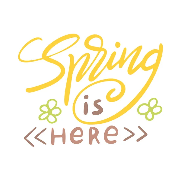 Happy Spring belettering. Wenskaartsjabloon. Hand getrokken moderne kalligrafie stijl. Vectorillustratie — Stockvector