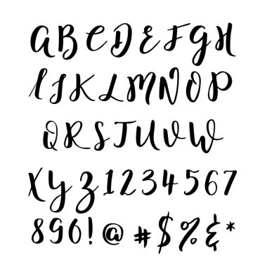 El yazısı hat yazı tipi. Vektör alfabe. El çizilen harf