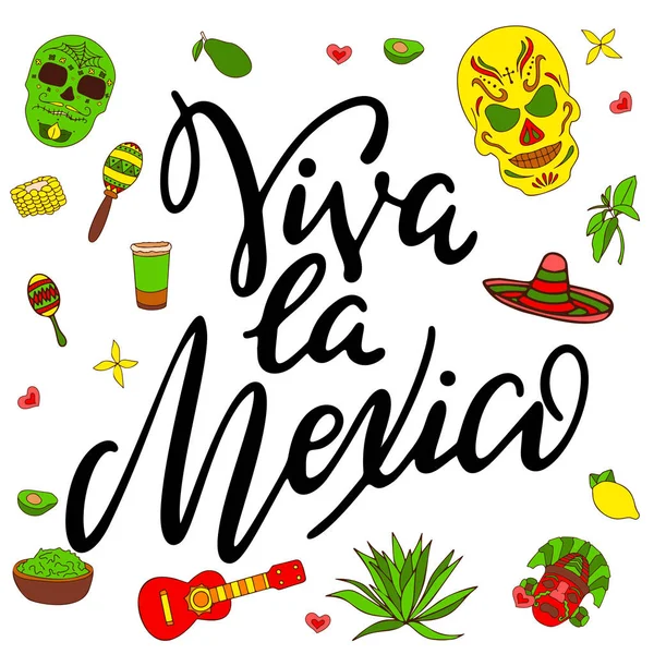 Frase tradicional mexicana. Diseño de letras dibujado a mano. Ilustración tipográfica brillante vectorial . — Archivo Imágenes Vectoriales