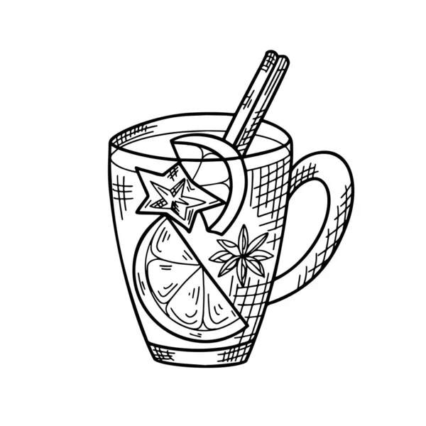Ескіз безалкогольних напоїв. Рука намальована різдвяним напоєм ізольована на білому тлі. Векторні ілюстрації — стоковий вектор