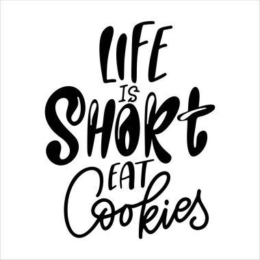 Kurabiye satışı için mektup. Kafen için tipografi posteri. Fırça kaligrafisi ile el çizimi alıntı. Vektör illüstrasyonu