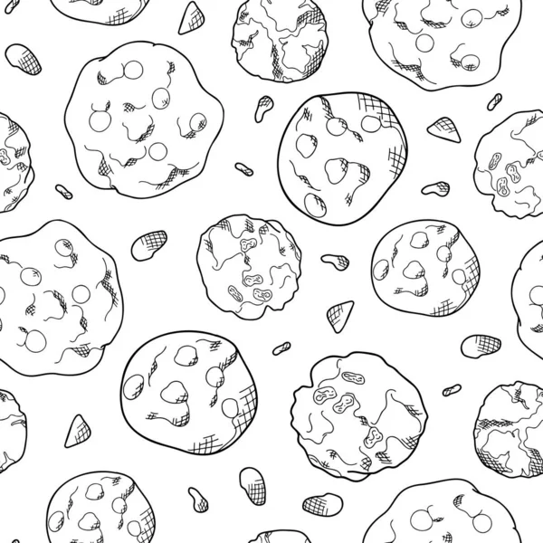 Cookie seamless pattern in hand drawn style. Bakery product for your background. Food vector illustration — Stock Vector