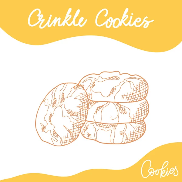 Grafische cookie silhouet tekening. Schets stijl op witte achtergrond. Zelfgebakken gebakken. Vectorillustratie — Stockvector