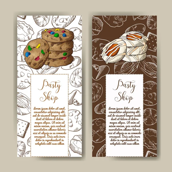 Cookies affisch i handritad stil. Skiss illustration för meny eller banner. Vektor — Stock vektor