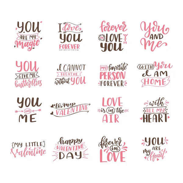 Handgetekende liefdescitaten. Brief over amour voor poster, wenskaart, banner. Kalligrafie vector illustratie — Stockvector