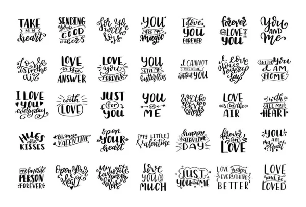 Handgetekende liefdescitaten. Brief over amour voor poster, wenskaart, banner. Kalligrafie vector illustratie — Stockvector