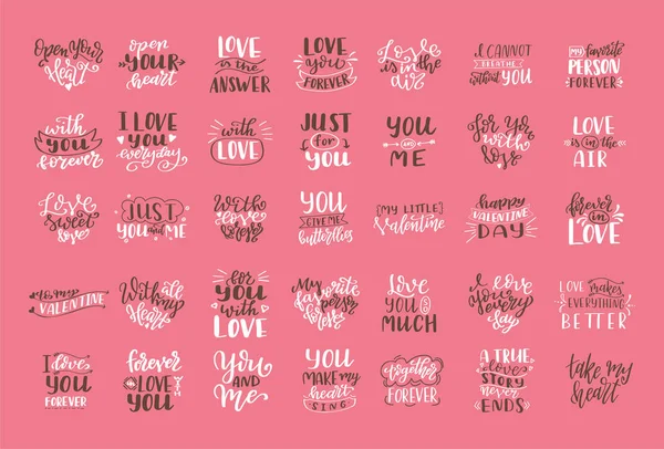 Handgetekende liefdescitaten. Brief over amour voor poster, wenskaart, banner. Kalligrafie vector illustratie — Stockvector