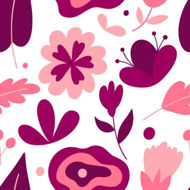 Düz çiçek deseni. Minimum çiçek şablonu. Renkli vektör illüstrasyonu