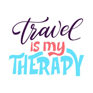 El çizimi kaligrafi tasarımı. Seyahat alıntısı. Mektup konsepti. İlham verici bir tebrik kartı. Vektör illüstrasyonu