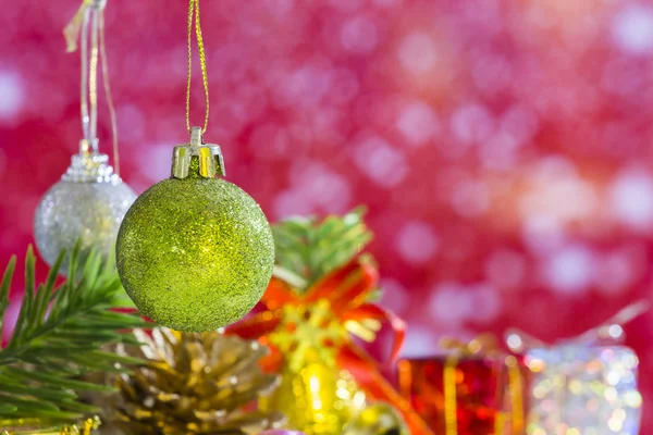 Ensemble Éléments Boules Noël Fond Rose Photo De Stock