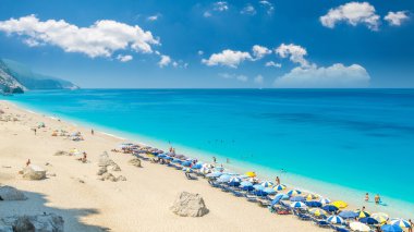 Egremni beach, Lefkada Adası, Yunanistan 