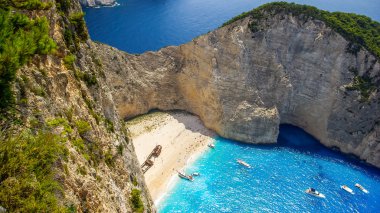Navagio beach, Zakynthos Adası Yunanistan. 