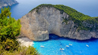 Navagio beach, Zakynthos Adası Yunanistan. 