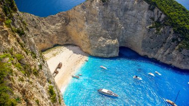 Navagio beach, Zakynthos Adası Yunanistan. 